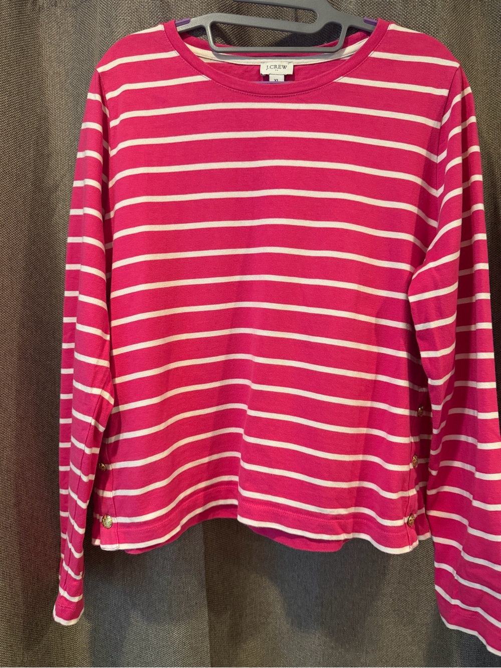 J. Crew Pink & White Striped Long-Sleeve Tee